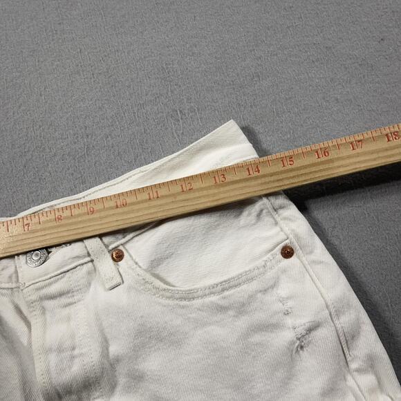 Levis 501 Cut-off‎ Shorts Womens 26 White High Rise Denim Button Fly Raw Hem - Picture 9 of 10